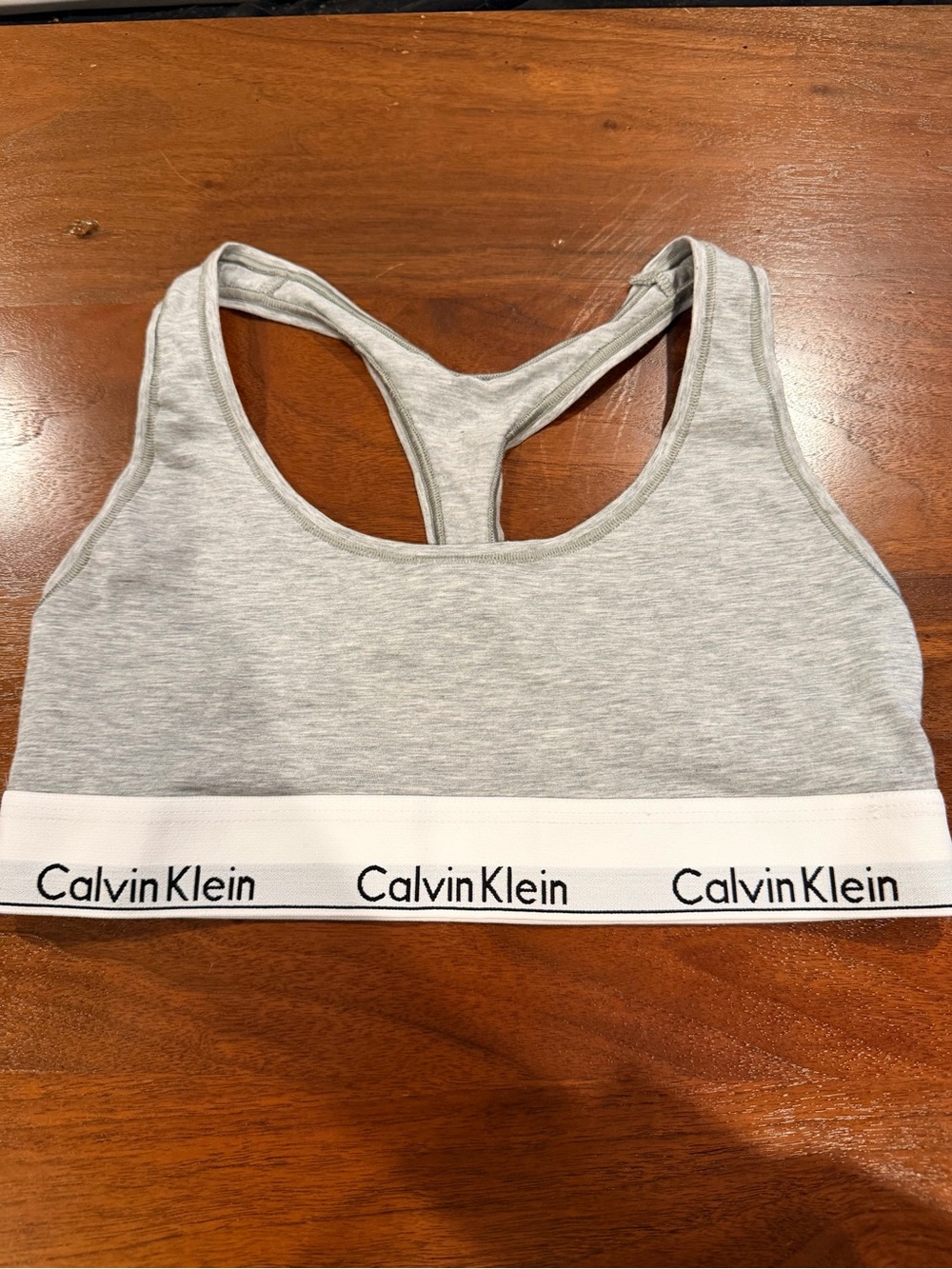 Calvin Klein Light Gray Racerback Bralette with Logo Band